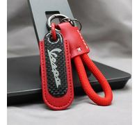 WSOPP Llavero Moto para Piaggio Vespa Primavera 150 Sprint LXV 125 125 200 Estilo Fibra de Carbono y Cuero PU Regalo Elegante para Aficionados a Las Motos,Red Style-A