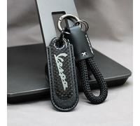 WSOPP Llavero Moto para Piaggio Vespa Primavera 150 Sprint LXV 125 125 200 Estilo Fibra de Carbono y Cuero PU Regalo Elegante para Aficionados a Las Motos,Black Style-A