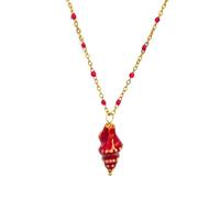 WSQHAO 2 collares con colgante de caracola cerámica for mujer, cadena acero inoxidable hipoalergénica chapada en oro 18 quilates, for joyería verano Para Mujer(Color4)