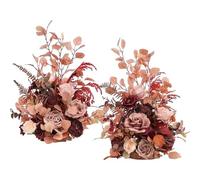 WSQHAO 2 uds Flor de simulación Seda Artificial peonía Rosa telón Fondo señal Bienvenida Camino Plomo Boda Fiesta Decorativa para Hogar(Brown)