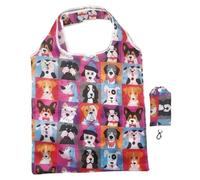 WSQHAO 5Pcs Printed Polyester Foldable Shoulder Shopping Bag Creative Portable Hand-held Storage Supermarket para Compras(Color3)