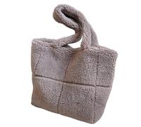 WSQHAO Bolso de mano piel sintética for mujer, bolso hombro informal felpa, borroso, axila peluda, compras Para Trabajo Viajes(Grey)