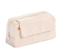 WSQHAO Estuche de lápices Sencillo for Estudiantes, Bolsa for bolígrafos de Color sólido, Bolsa de Almacenamiento de papelería de Gran Capacidad, Suministros Escolares, 2 uds. para Office(Beige)