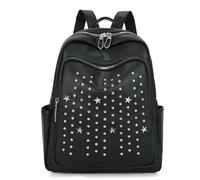 WSQHAO Mochila con remaches Trend Star Bolso de mujer multiusos viaje Para Exterior(Black)