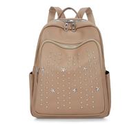 WSQHAO Mochila con remaches Trend Star Bolso de mujer multiusos viaje Para Exterior(Khaki)