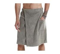 WSQHAO Toalla de baño Suave y portátil for Hombre con Bolsillo, Bata, for Ducha, Sauna, Gimnasio, natación, Vacaciones, SPA, Playa para Ducha(Grey,L)