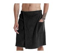 WSQHAO Toalla de baño Suave y portátil for Hombre con Bolsillo, Bata, for Ducha, Sauna, Gimnasio, natación, Vacaciones, SPA, Playa para Ducha(Black,M)