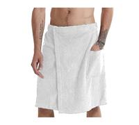 WSQHAO Toalla de baño Suave y portátil for Hombre con Bolsillo, Bata, for Ducha, Sauna, Gimnasio, natación, Vacaciones, SPA, Playa para Ducha(White,M)