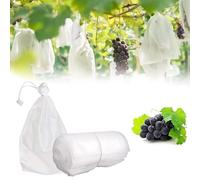 WSRRDRECVHi Bolsas de protección de frutas, 100 bolsas de malla de uva con cordón, bolsas de malla fina para frutas, cubierta de red de frutas, barrera de plagas para uvas, frutas, verduras, plantas y
