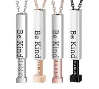 WSRRDRECVHi Collar Be Kind of a Bi*ch, collar con mensaje oculto, collar oculto Be Kind of a b, collar de barra vertical con grabado 3D, collar de acero inoxidable Be kind regalo, 1PCS, Metal