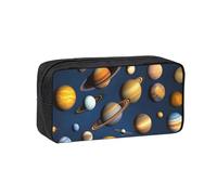 WSSYYBF Estuche para bolígrafos con diseño de planetas del sistema solar, simple y espacioso, funda grande y espaciosa, bolsa Oxford 600D con cremallera para el trabajo, la oficina, moda femenina