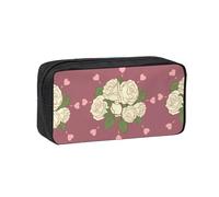 WSSYYBF Estuche para bolígrafos, diseño de rosa blanca de amor, simple y espacioso, funda grande y espaciosa, bolsa Oxford 600D con cremallera para trabajo, oficina, moda para mujer