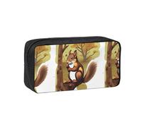 WSSYYBF Estuche para bolígrafos simple y espacioso con diseño de ardilla que come nueces. Funda grande y espaciosa, bolsa Oxford 600D con cremallera para el trabajo, la oficina, moda para mujer