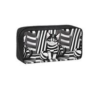 WSSYYBF Estuche para bolígrafos simple y espacioso con diseño de gatito a rayas blancas y negras. Estuche grande y espacioso, bolsa Oxford 600D con cremallera para el trabajo, la oficina, moda para