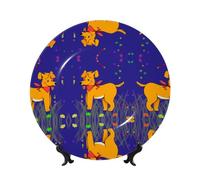 WSSYYBF Plato decorativo de porcelana china de hueso de perro con lengua escupida de 7 pulgadas con soporte de exhibición para el hogar, cocina, pared o decoración de mesa