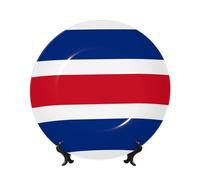 WSSYYBF Plato decorativo de porcelana de hueso de la bandera de Costa Rica de 10 pulgadas con soporte de exhibición para el hogar, cocina, pared o decoración de mesa