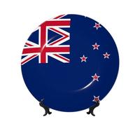 WSSYYBF Plato decorativo de porcelana de hueso de la bandera de Nueva Zelanda de 7 pulgadas con soporte de exhibición para el hogar, cocina, pared o decoración de mesa