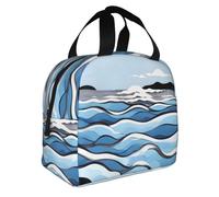 WSSYYBF Waves Lapping at The Rocks. Bolsa de almuerzo aislada, bolsa térmica Oxford para el trabajo y el picnic