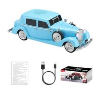 WSTER Altavoz Bluetooth WS-1934 para Coche clásico Retro: Sonido HD inalámbrico con Radio FM, estéreo TWS, Luces LED de Fiesta, micrófono Integrado y Llamadas Manos Libres. (Azul)