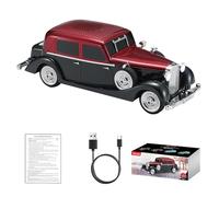 WSTER Altavoz Portatil Bluetooth WS-1934 para Coche clásico Retro: Sonido HD inalámbrico con Radio FM, estéreo TWS, Luces LED de Fiesta, micrófono Integrado y Llamadas Manos Libres. (Rojo)