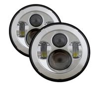 WSUMKH Faro Principale Fari Kit De 2 Faros Delanteros LED Redondos 7 Pulgadas Para Land Para Rover Para Defender 90 Y 110 Luces Altas Y Bajas Accesorio Todoterreno Faros(Chrome 2pcs)