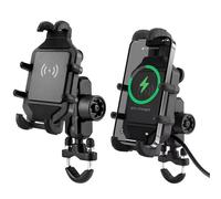 WSUMKH Soporte De Teléfono Inalámbrico para Motocicleta 3.0 Cargador Rápido GPS para Manillar De 4 A 7 Pulgadas Soporte Montaje Teléfono(Charging- Handlebar)
