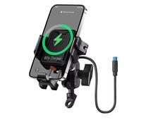 WSUMKH Soporte para Teléfono con Amortiguación para Motocicleta Cargador Tipo C Ajustable Antirrobo De Liberación Rápida para Navegación Soporte Montaje Teléfono(Charging- Black J)