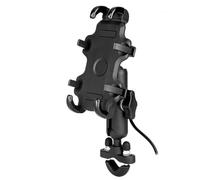 WSUMKH Soporte para Teléfono Motocicleta Carga USB 3.0 Cargador Rápido GPS Soporte para Espejo Retrovisor Manillar Motocicleta Teléfonos Móviles. Soporte Montaje Teléfono(Handlebar Charger)