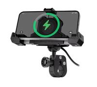WSUMKH Soporte para Teléfono Móvil con Absorción De Impactos para Motocicleta Soporte Fijo Triangular Soporte De Navegación con Carga Inalámbrica Soporte Montaje Teléfono(Charging- Power Clam)