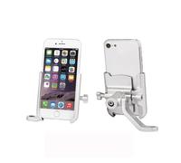 WSUMKH Soporte Teléfono para Manillar Motocicleta Modificado Aleación Aluminio Espejo Retrovisor Universal Soporte Bicicleta Soporte Celular Moto Soporte Montaje Teléfono(Mirror-Silver)