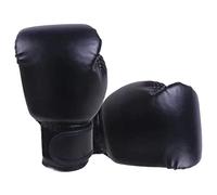 Wswqop 1 Par de Guantes de Boxeo Deportivos de PU con Palma Transpirable, Largo Y Cierre. Adecuados para Entrenamiento, Sparring, Kickboxing Y Fitness, niño Negro