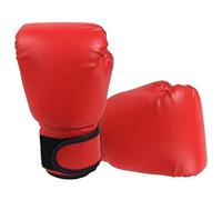Wswqop 1 Par de Guantes de Boxeo Deportivos de PU con Palma Transpirable, Largo Y Cierre. Adecuados para Entrenamiento, Sparring, Kickboxing Y Fitness, Niño Rojo