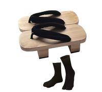 Wswqop 2 Pares Zuecos Japoneses de Madera con Sandalias Cómodas para Uso Diario Flip Flops Portátiles de Viaje con Calcetines Tabi Y Diseño Tradicional, Talla UE 42