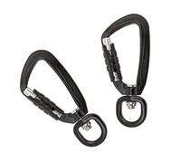 Wswqop 2 Piezas Mosquetón Auto Bloqueo Hebilla Rotatoria Gancho Porta Llaves Ligero Aluminio Aleación Fácil Llevar Adecuado para Pesca Caminatas Excursiones, Negro, 2 Piezas Negro