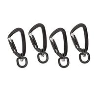 Wswqop 2 Piezas Mosquetón Auto Bloqueo Hebilla Rotatoria Gancho Porta Llaves Ligero Aluminio Aleación Fácil Llevar Adecuado para Pesca Caminatas Excursiones, Negro, 4 Piezas Negro