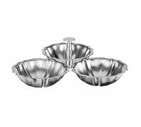 Wswqop Bandeja de Aperitivos Loto Fuente Bandeja Plato Cuenco de Acero Inoxidable Moderno con 3 Divisiones Que Evitan Mezclar y Realzan la Decoración Adecuada para Servir Golosinas Tapas, Loto