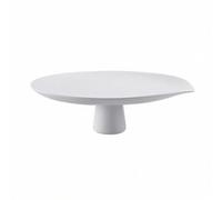 Wswqop Bandeja Industrial Centro de Mesa Frutero Bandeja de Exhibición Organizador de Snacks en Resina con Silueta Alargada y Pedestal Adecuada para Sala de, Blanco, Grande 46cm X 14cm