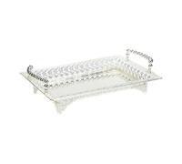 Wswqop Bandeja para Servir Bandeja de Arte Nórdico Frutero Plato Decorativo Soporte para Pasteles Bandeja de Hierro para Cupcakes con Asa Utilizada para Reun, Plata, Individual