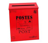 Wswqop Buzón de Cartas Exterior Caja de Grande Buzón de Revistas y Periódicos en Chapa Galvanizada con Diseño Resistente Adecuado, Rojo