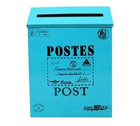 Wswqop Buzón de Cartas Exterior Caja de Grande Buzón de Revistas y Periódicos en Chapa Galvanizada con Diseño Resistente Adecuado, Azul