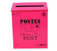 Wswqop Buzón de Cartas Exterior Caja de Grande Buzón de Revistas y Periódicos en Chapa Galvanizada con Diseño Resistente Adecuado, Rosa roja