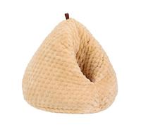 Wswqop Cama para Gatos Cómoda de Felpa Coral Cueva Auto-calentable Semicerrada Diseño para Mascotas Escondite Suave Adecuado para Gatos Pequeños Med, Beige