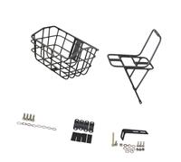 Wswqop Cesta de Bicicleta Delantera de Aleación de Aluminio Canasta Organizadora para Bicicletas Contenedor de Carga Plegable Cesta Resistente con Estructura, con Estante de Carga