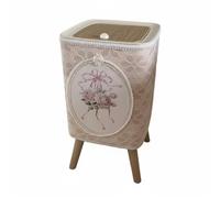 Wswqop Cesto de Basura de Encaje Papelera Contenedor Cubo Bote con Diseño Bordado Perlas Forro Textil Uso Como Almacenaje Decorativo Adecuado para Dormitorio Sala de Estar Oficina, Rosa