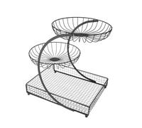 Wswqop de Hierro Organizador Multiuso Bandeja Soporte para Verduras Huevos Pan Aperitivos Estilo Moderno Adecuada para Encimera Cocina Casa, Negro 3 Capas, Individual