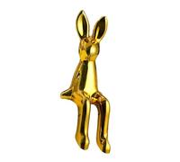 Wswqop Escultura de Conejo Decoración Conejo Figuras para Mesa Estatua Conejo Sentado Moderno Pet Textura Suave Adecuado para Sala de Estar Habitaci, Oro, Individual