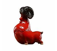 Wswqop Figura Decorativa Oveja China Estatua Animal Escultura Mesa Adorno Hogar de Cerámica Artesanal con Textura Singular Adecuada para Decoración Moderna, Rojo, G