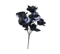 Wswqop Flores Artificiales Negras para Arreglos Florales, Decoraciones de Halloween, Jarrones, Día de Acción de Gracias, de Novia, Bodas, de Seda, en Blanco Y Negro, tal como se describe