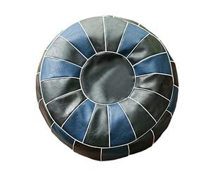 Wswqop Funda Ottoman Marroquí Funda Redonda para Pouf Cubierta de Cuero Sintético sin Relleno Adecuada para Invitados Sala de Estar Estudio Decoración, Ronda Azul, Individual