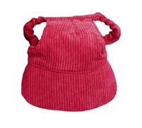 Wswqop Gorro para Perro Gorro de Béisbol Visera para Mascota Corduroy con Orificios para Orejas Ajustable Cadena a Prueba de Viento Adecuado para Paseos en V, Rojo, L